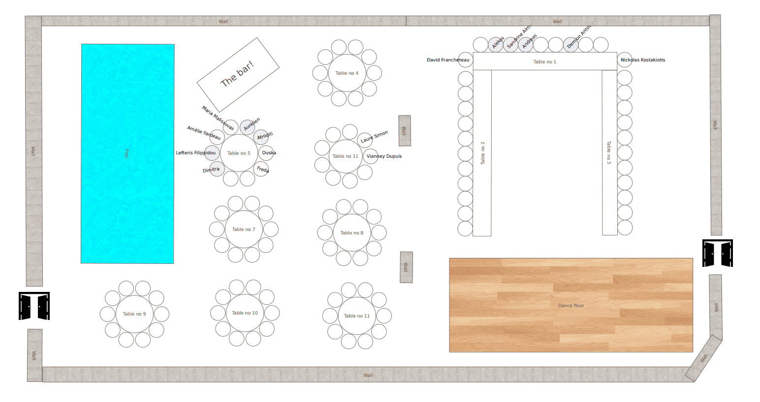 Fundraiser gala seating chart with sponsor tables and donor engagement zones highlighted